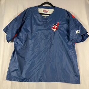Starter Cleveland Indians Men's Large Blue Short Sleeve Pullover Jacket